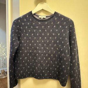 Vince Navy and White Patterned Sweater